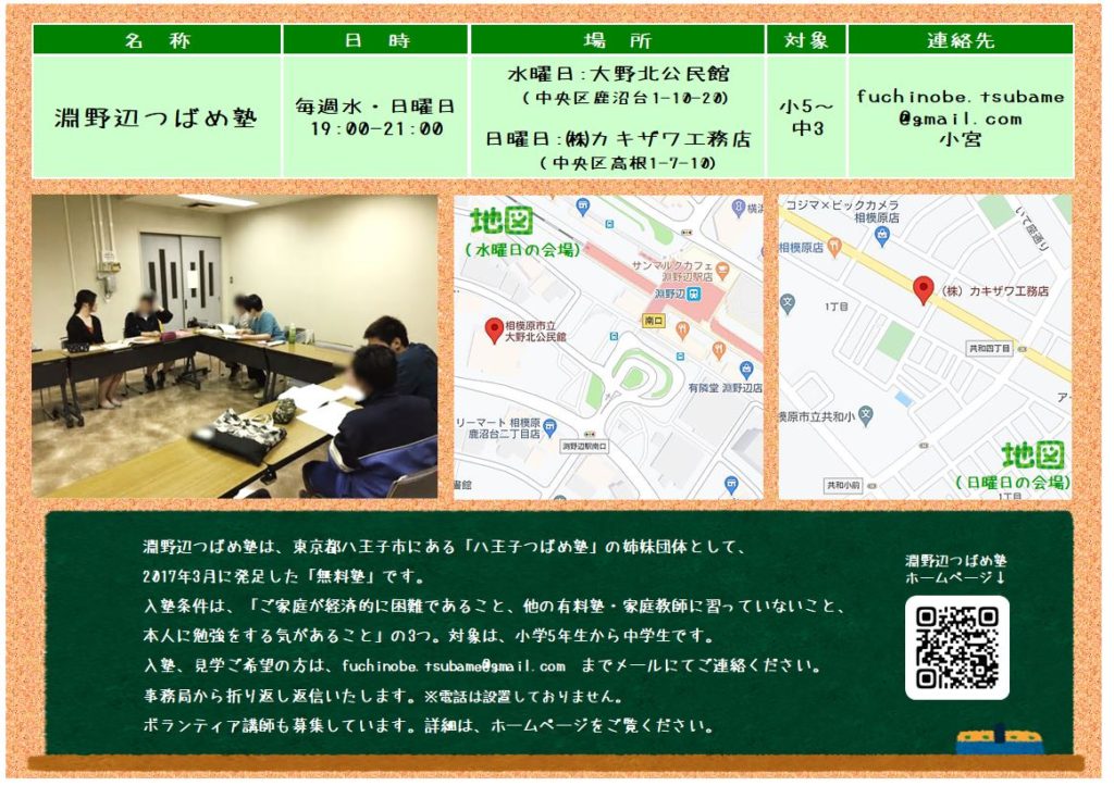 淵野辺つばめ塾 相模原市子どもの居場所